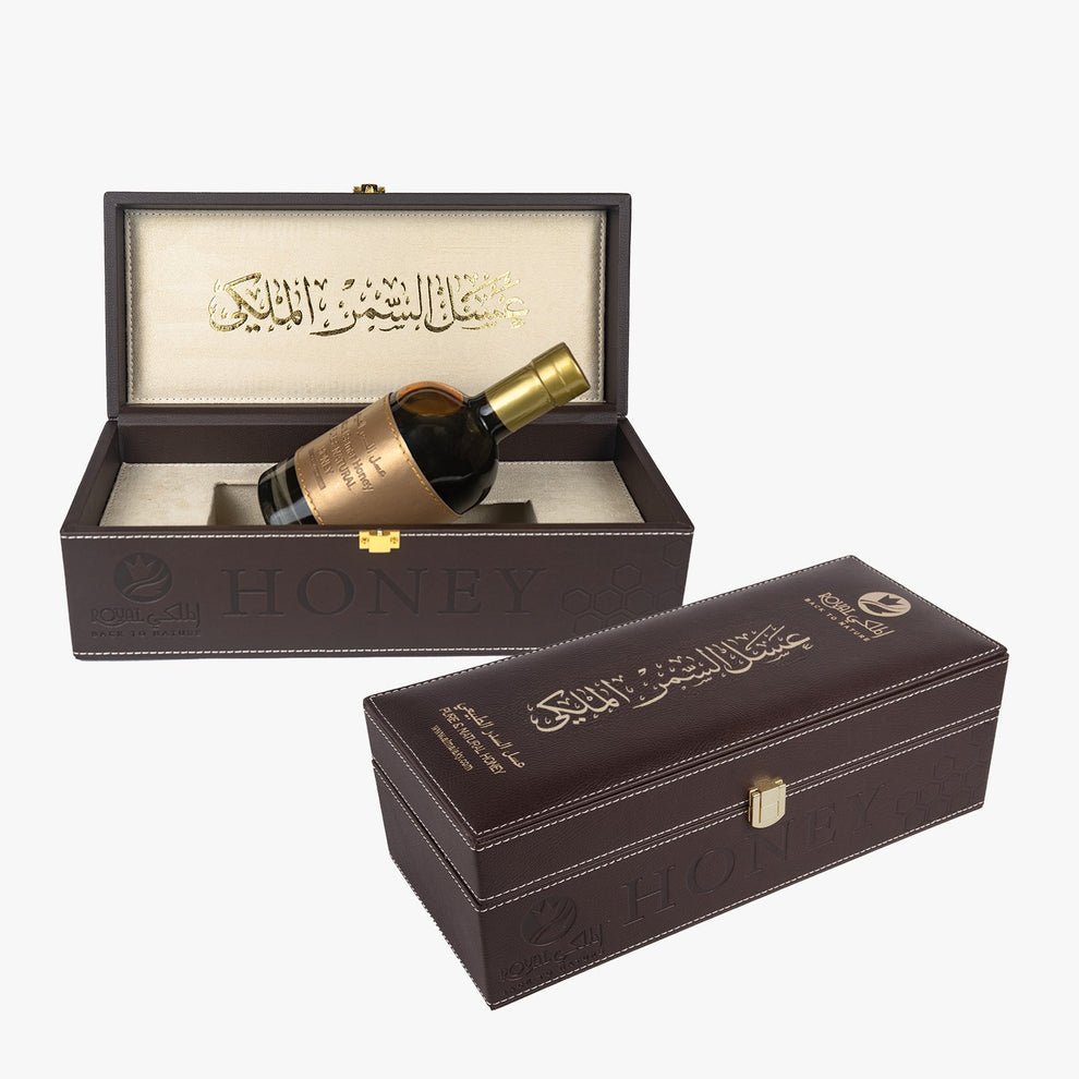 *Miel Samar des Émirats avec coffret en cuir – 550 g – Cadeau de luxe